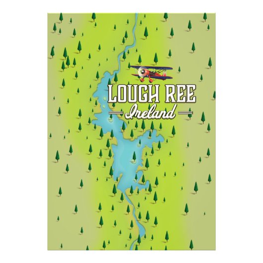 Lough Ree Ireland Vintag Map. Fotodruck (Vorne)