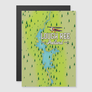 Lough Ree Irland Vintage Karte. Magnetkarte