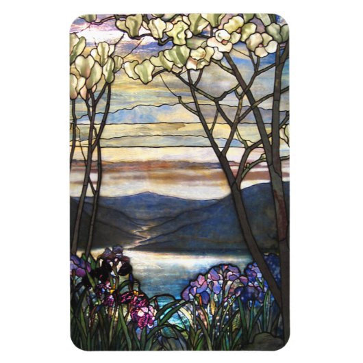 Louis Comfort Tiffany - Hartglas 4 Magnolias Magnet (Vertikal)