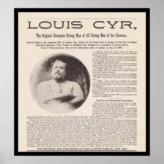 Louis CYR Strongest Man in the Universe circa 1897 Poster (Vorne)