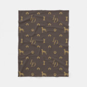 Louis Doberman Silhouette Monogram Luxury Dog Fleecedecke (Vorderseite)