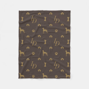 Louis Doberman Silhouette Monogram Luxury Dog Fleecedecke