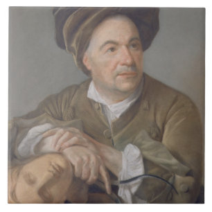 Louis Francois Roubiliac (1702-62) (Pastell auf Fliese