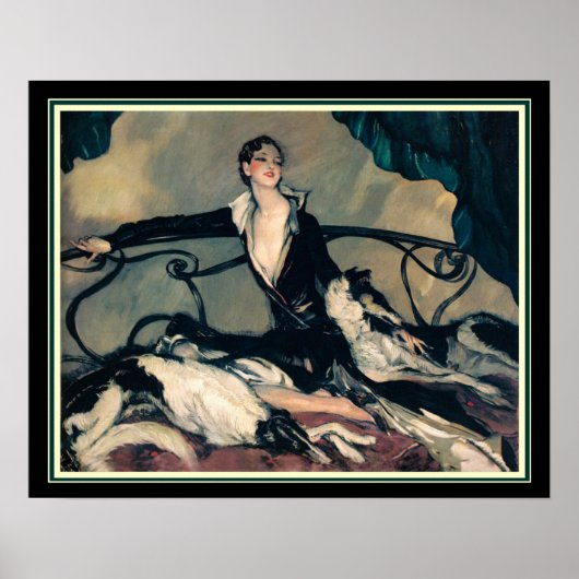 Louis Icart "Girl With Greyhounds" 16 x 20 Poster (Vorne)