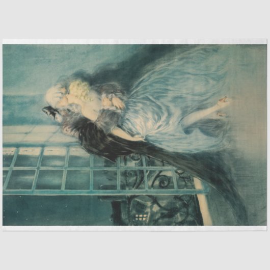 Louis Icart Liebe Kissing Artwork Decoupage Seidenpapier (Vorderseite)