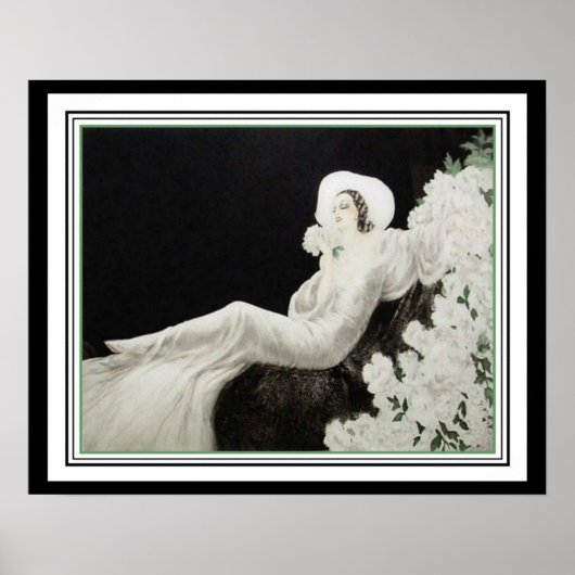 Louis Icart "White Blume" Art Deco Print 16x20 Poster (Vorne)