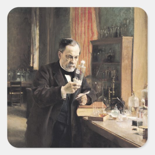 Louis Pasteur in seinem Labor, 1885 Quadratischer Aufkleber (Vorderseite)