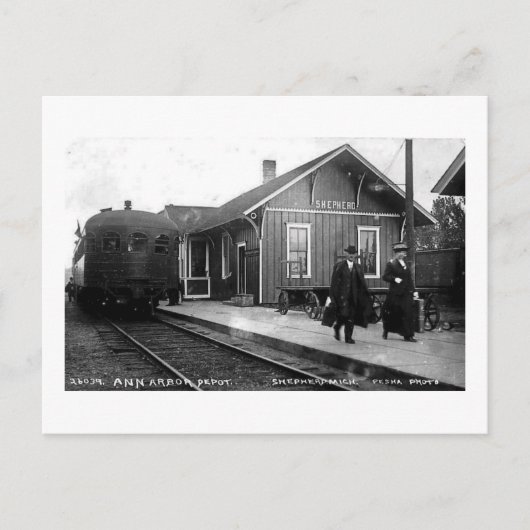 Louis Pesha Ann Arbor Railroad Depot Shepherd, MI Postkarte (Vorderseite)