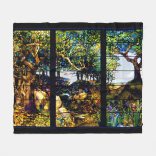 Louis Tiffany Glasfenster Landschaft Fleecedecke