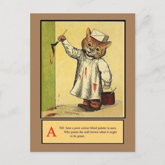 Louis Wain, Alphabet A Cat, Art Postcard Postkarte (Vorderseite)