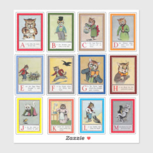 Louis Wain Alphabet Cats (A-M) Aufkleber