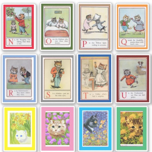 Louis Wain Alphabet Cats (N-U) Aufkleber (Vorderseite)