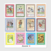 Louis Wain Alphabet Cats (N-U) Aufkleber (Blatt)