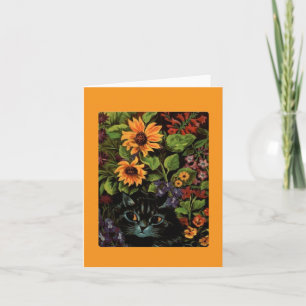 Louis Wain, Black Cat in den Blume, Art Karte