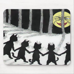 Louis Wain Black Cat Mond Mauspad