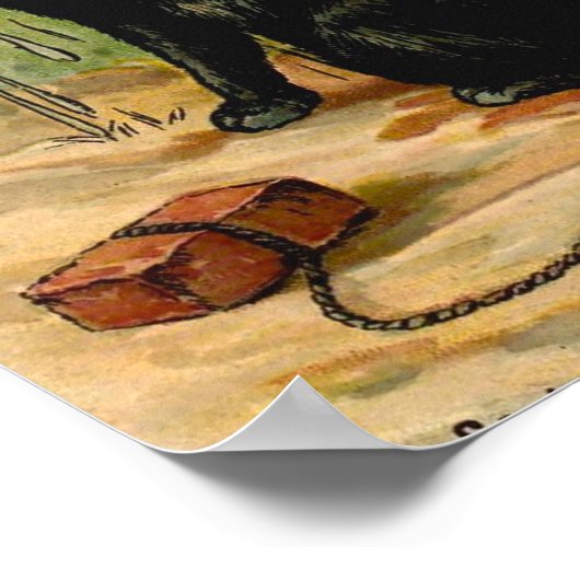 Louis Wain Black Cat Poster (Ecke)