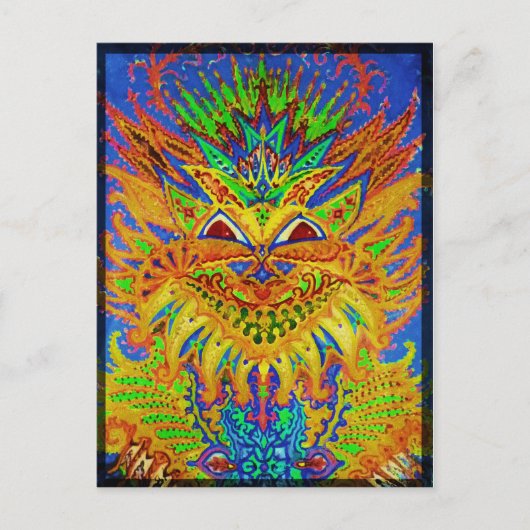 Louis Wain - Blue Paisley Cat Postkarte (Vorderseite)