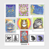 Louis Wain Cat Art Aufkleber (Blatt)