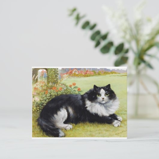 Louis Wain Cat, Black & White Cat Postkarte (Stehend Vorderseite)