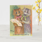 LOUIS WAIN CAT CATS VALENTINE'S DAY CARDS KARTE (Gelbe Blume)