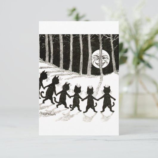 Louis Wain Cat Full Moon Save The Date (Stehend Vorderseite)