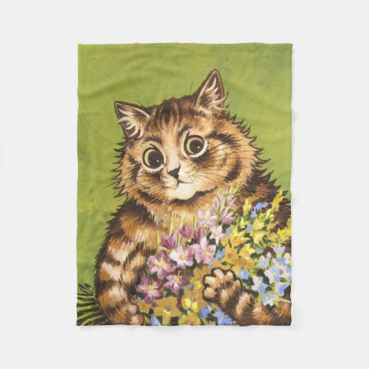 Louis Wain Cat mit Blume Fleecedecke (Vorderseite)