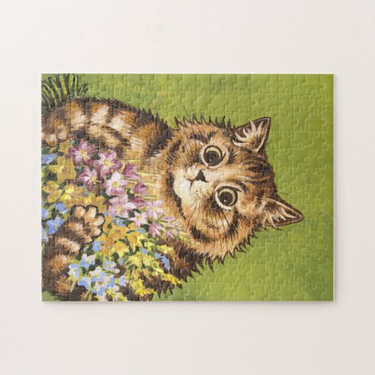 Louis Wain Cat mit Blume Puzzle (Horizontal)