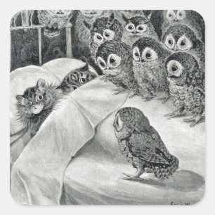 Louis Wain Cat Nightmare Quadratischer Aufkleber
