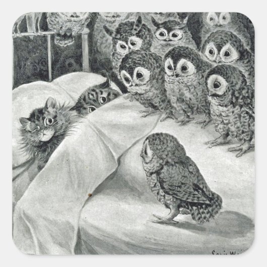 Louis Wain Cat Nightmare Quadratischer Aufkleber (Vorderseite)