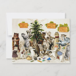 Louis Wain Cats Christmas Tree Decorating Party Dankeskarte
