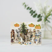 Louis Wain Cats Christmas Tree Decorating Party Dankeskarte (Stehend Vorderseite)