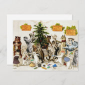 Louis Wain Cats Christmas Tree Decorating Party Dankeskarte (Vorne/Hinten)