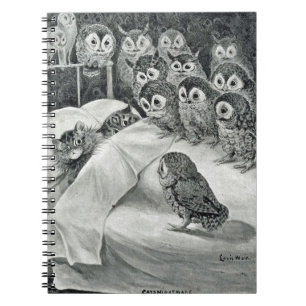 Louis Wain Chat Nightmare Owl Bird Notizblock