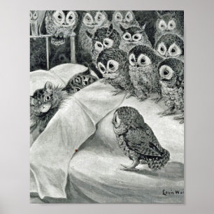 Louis Wain Chat Nightmare Owl Bird Poster