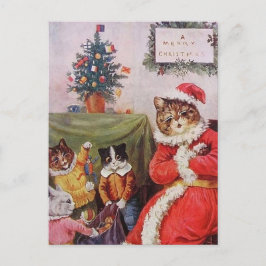Louis Wain Christmas Cat Family Vintag Postcard Feiertagspostkarte