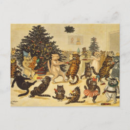 Louis Wain Christmas Party Cats Holiday Postcard Feiertagspostkarte
