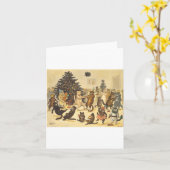 Louis Wain Christmas Party Karte (Gelbe Blume)