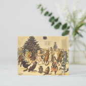 Louis Wain Christmas Party Postkarte (Stehend Vorderseite)