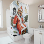 Louis Wain Christmas Santa Cat Duschvorhang (Beispiel)