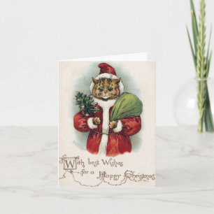 Louis Wain Christmas Santa Cat Feiertagskarte