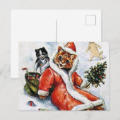 Louis Wain Christmas Santa Cat Postkarte (Vorne/Hinten)