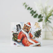 Louis Wain Christmas Santa Cat Postkarte (Stehend Vorderseite)