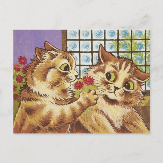 Louis Wain Eine romantische Geste CC1077 Valentine Postkarte (Vorderseite)