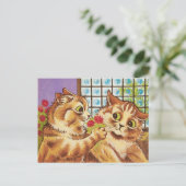 Louis Wain Eine romantische Geste CC1077 Valentine Postkarte (Stehend Vorderseite)