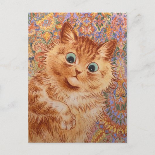 Louis Wain erstaunt Ingwerkatze CC1082 Postkarte (Vorderseite)