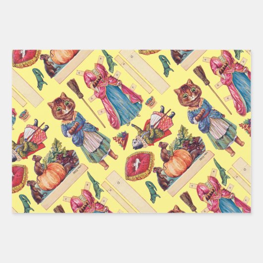 Louis Wain, farbveränderbare Papierblätter Geschenkpapier Set (Vorderseite 2)