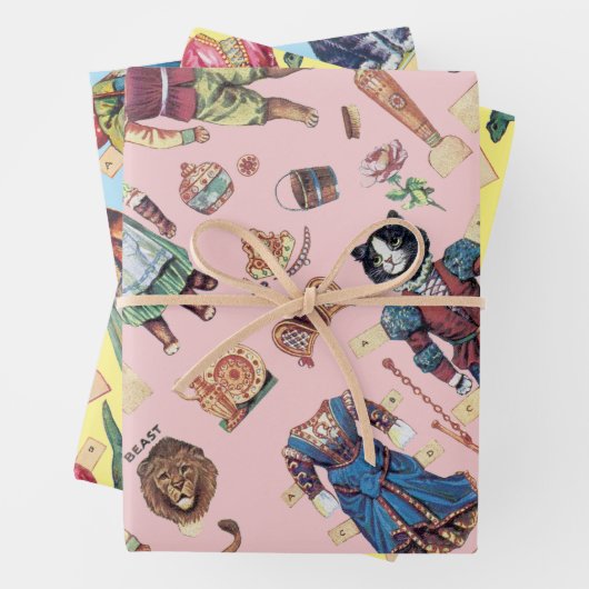 Louis Wain, farbveränderbare Papierblätter Geschenkpapier Set (Beispiel)