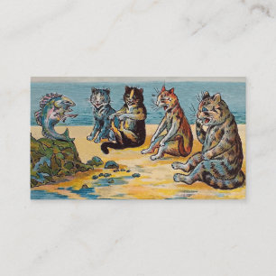Louis Wain Fish Stories - Lustige Katze Visitenkar Visitenkarte