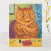 LOUIS WAIN GINGER ORANGE CAT DENKEN IHRER KARTEN (Gelbe Blume)