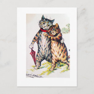 Louis Wain, Hübsches Katzenpaar, Kunst Postkarte